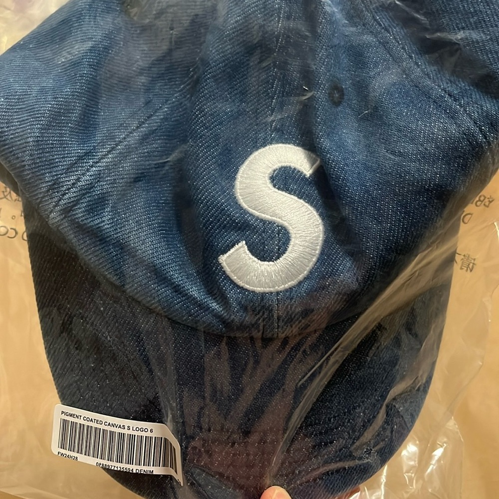New- Supreme Pigment coated canvas s logo denim hat
